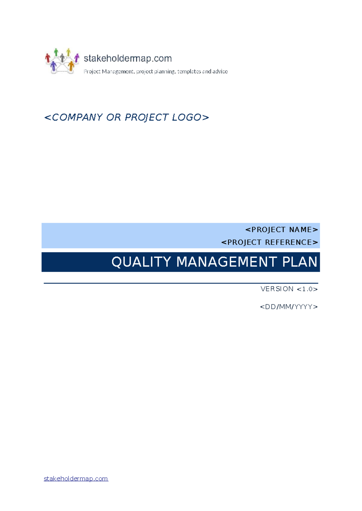 Quality Management Plan (OR Project) - Template Guide - Studocu