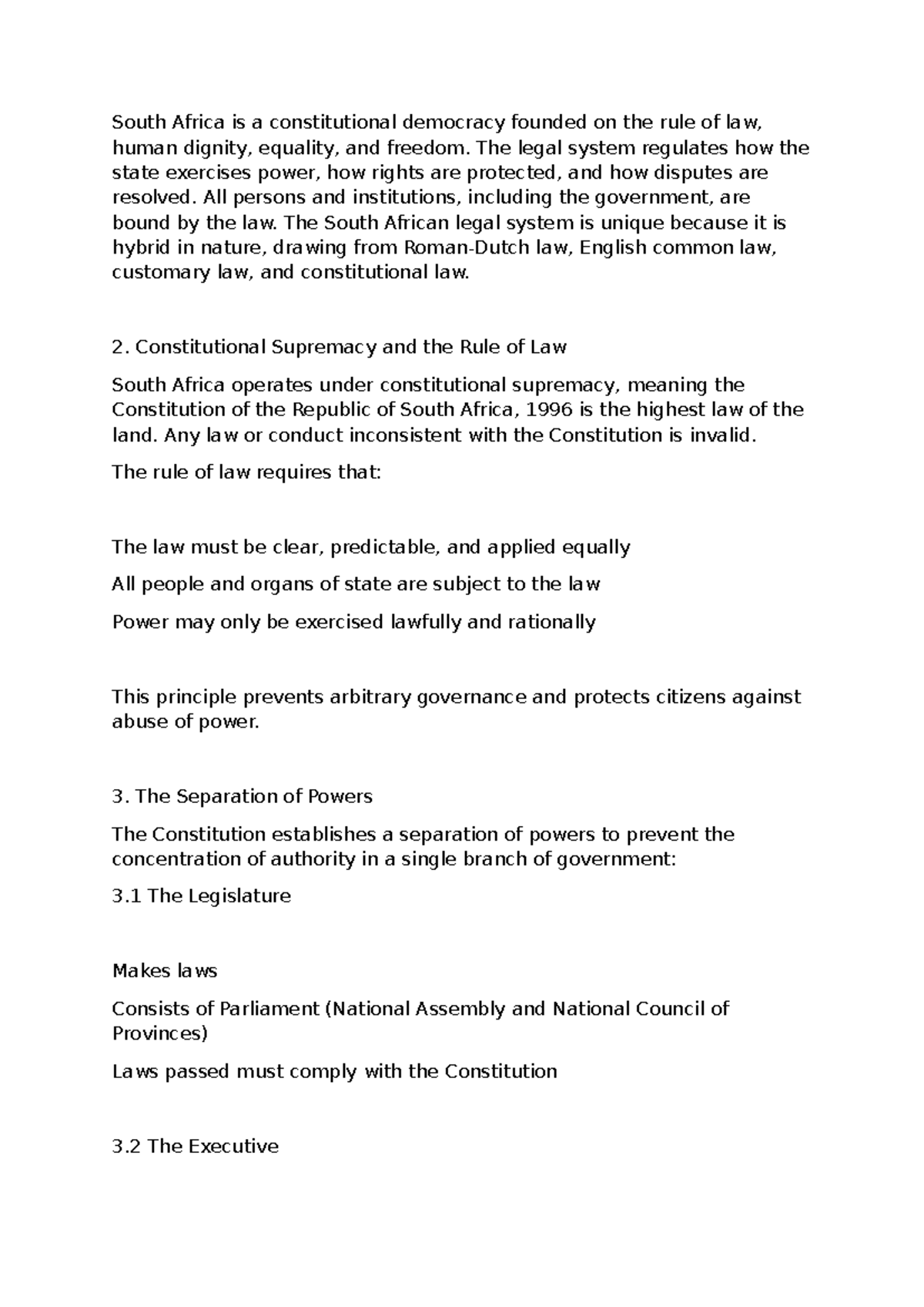LAW 101: Overview of South Africa's Constitutional Democracy and Legal ...
