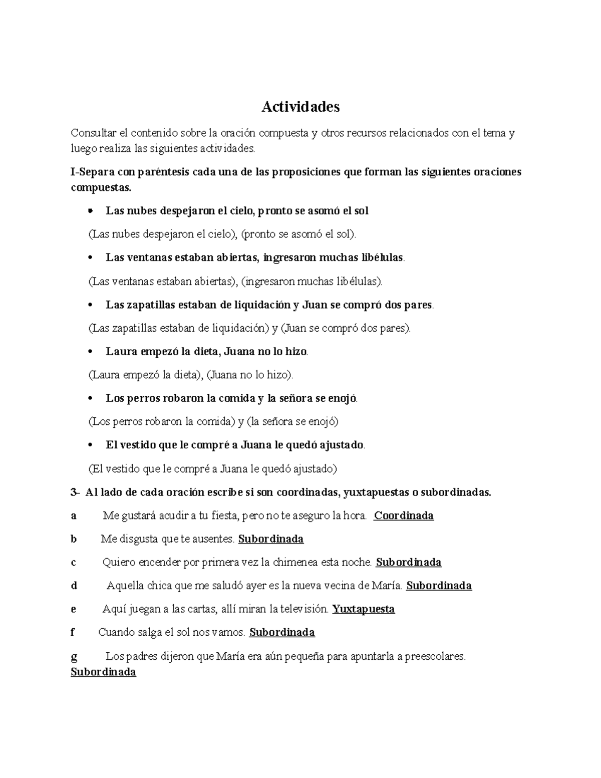 Tarea 8 Español: Análisis de Oraciones Compuestas y Actividades - Studocu