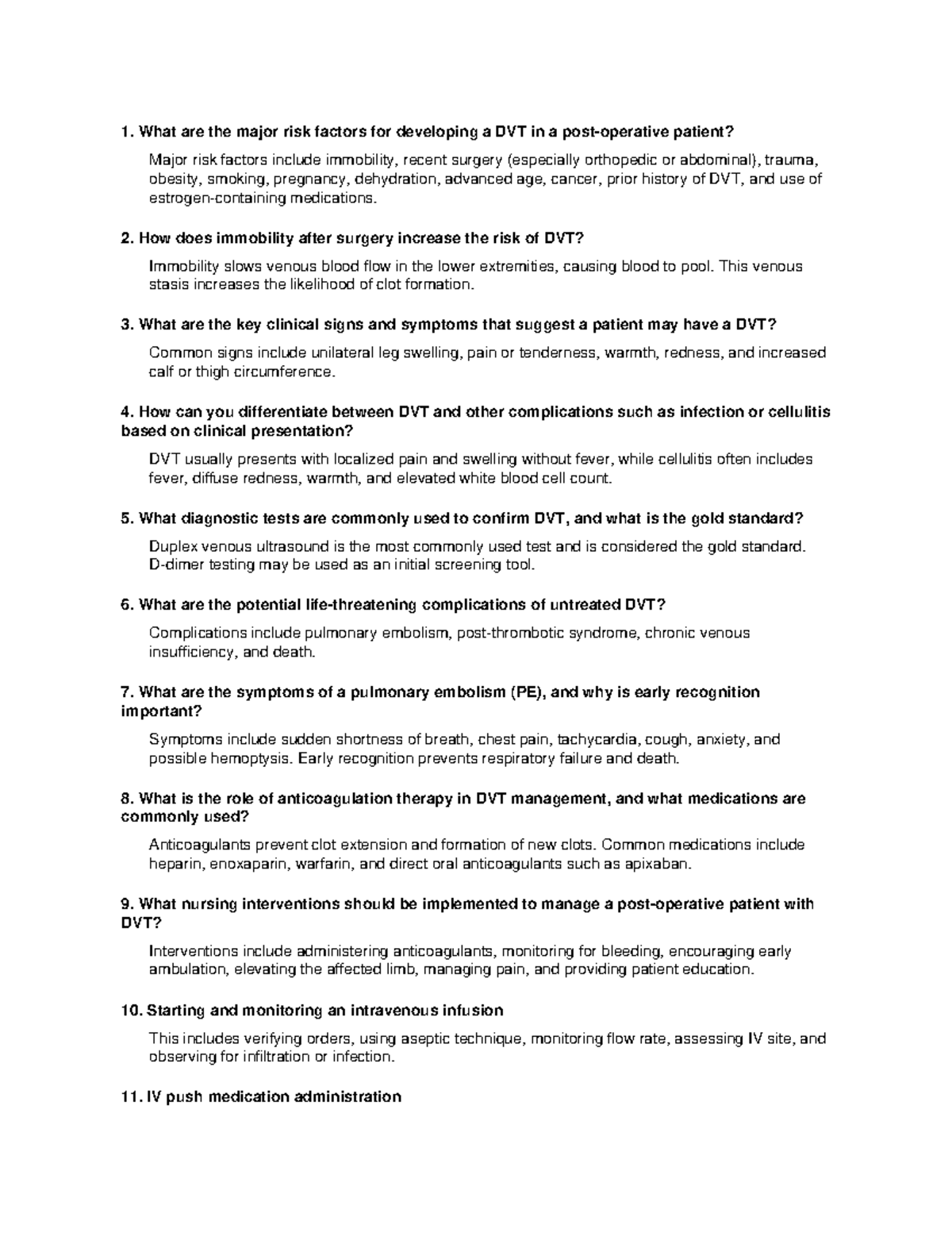 DVT Thrombosis Notes: Key Risk Factors, Management, and Interventions ...