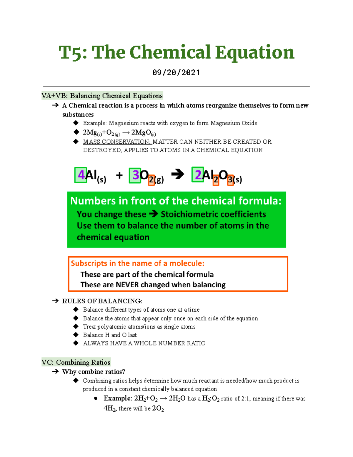 Topic 5 Chem 10200: Balancing Chemical Equations Explained - Studocu, image size:1200x1553