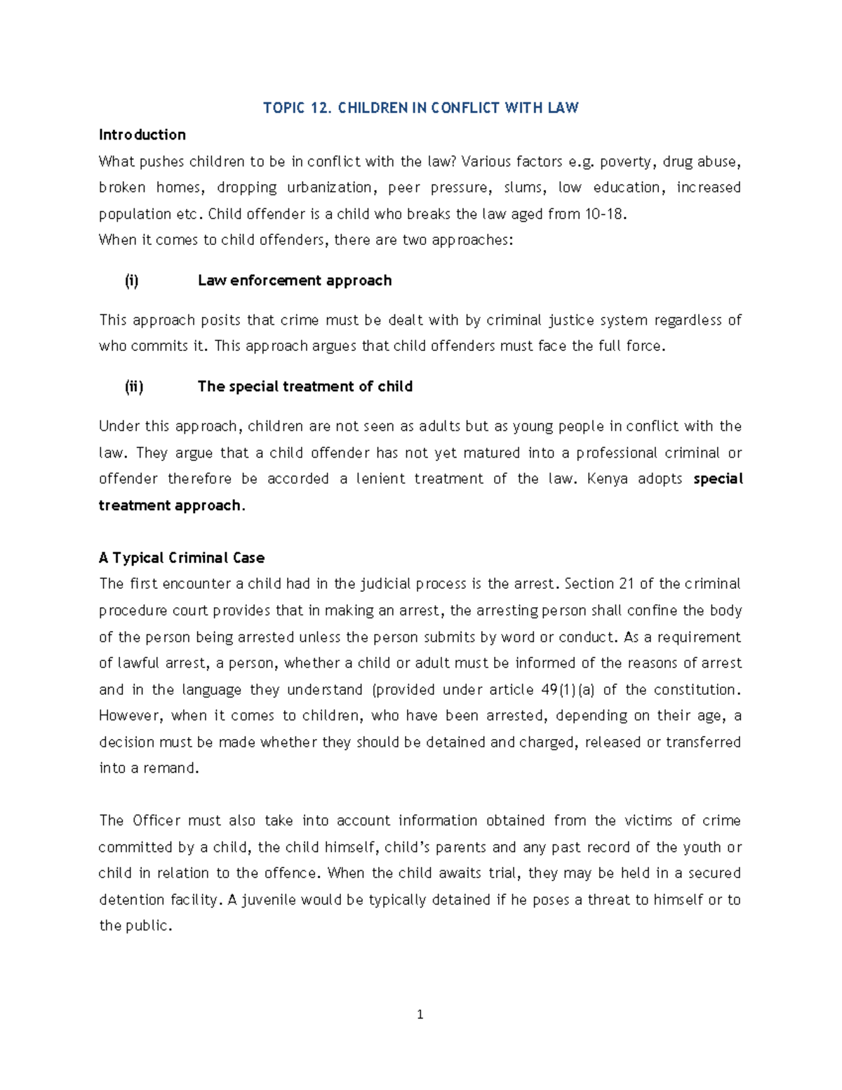 12. Children in Conflict with the Law: Causes and Legal Approaches ...