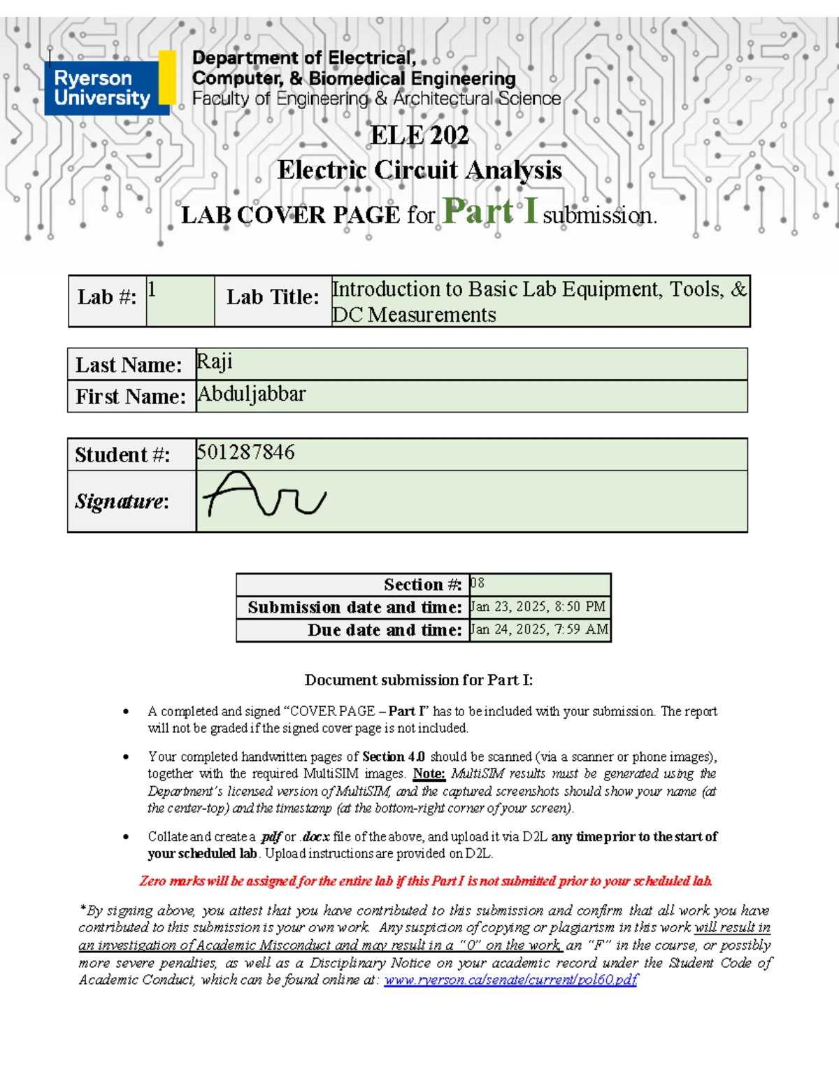 ELE 202 Laboratory 5.0: Circuit frequency response experiment report ...