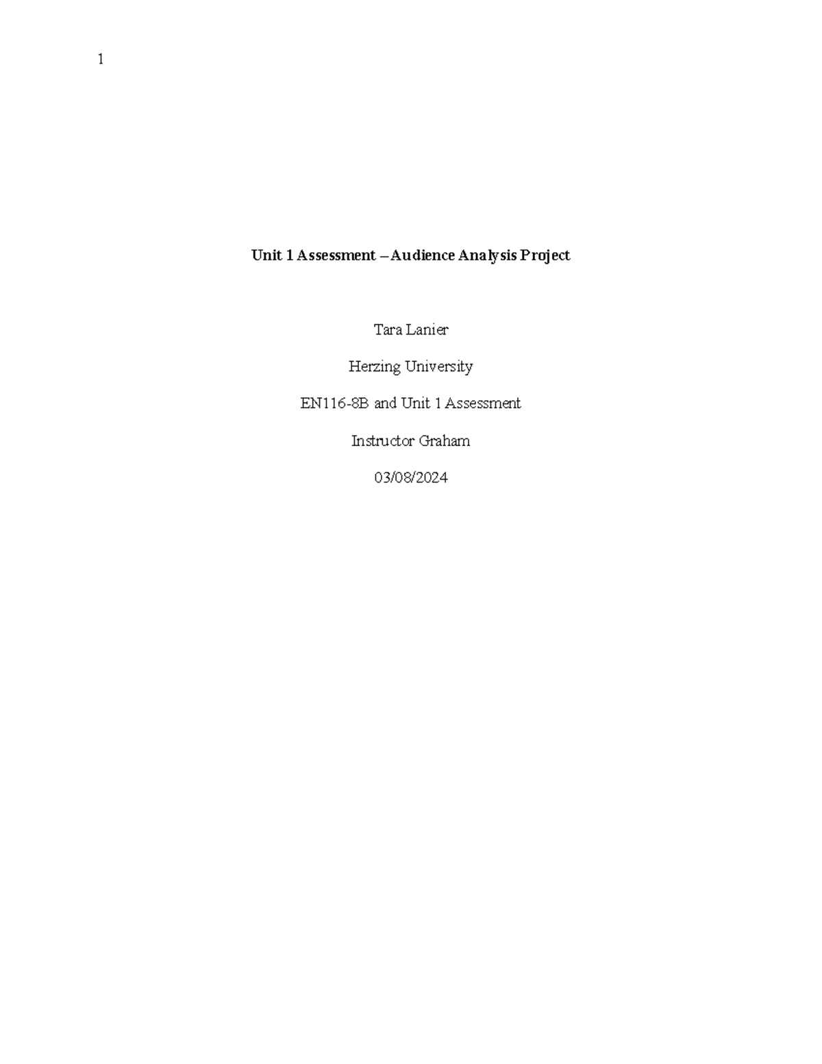 EN116-8B Unit 1 Assessment: Audience Analysis of a Commencement Speech ...