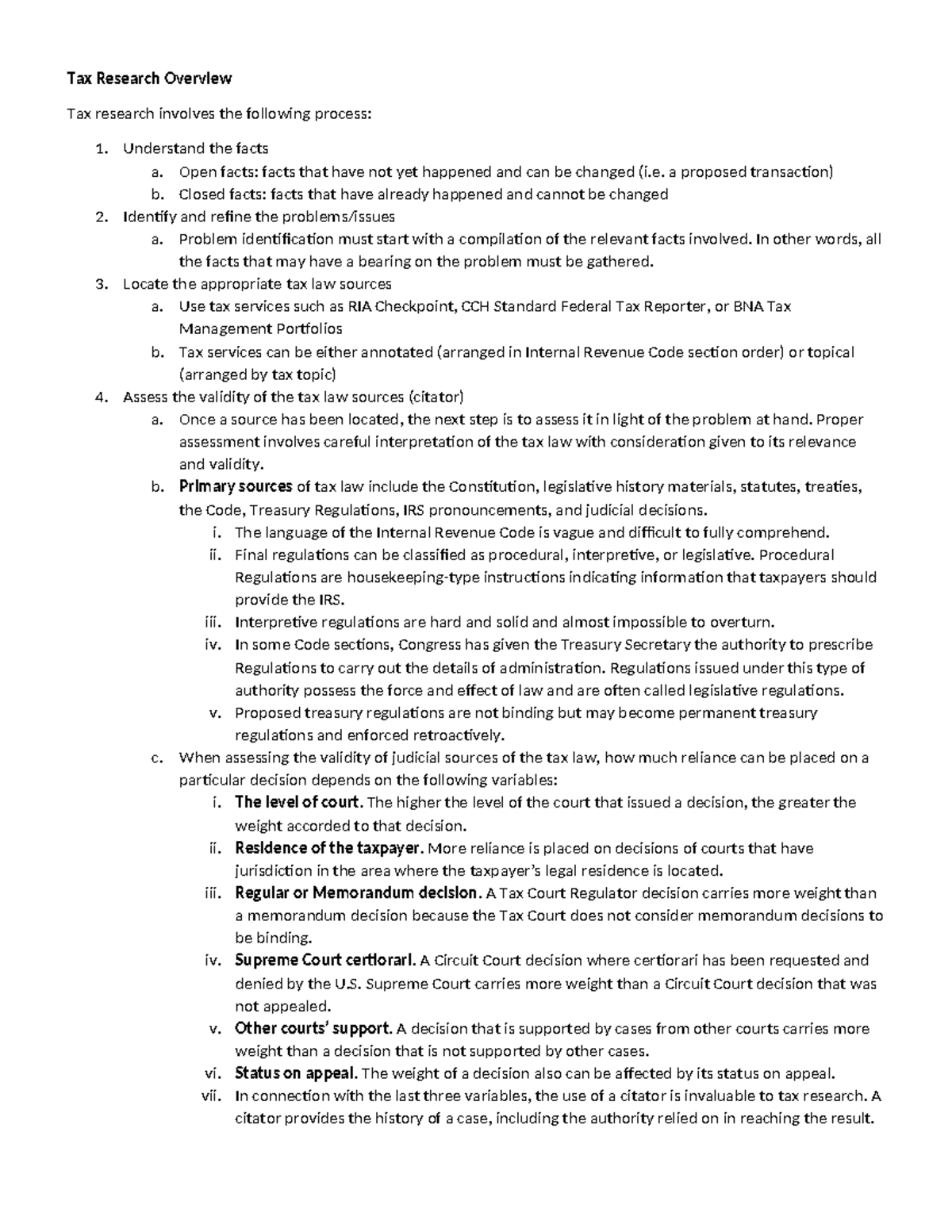 Tax Research Process Overview: An Analytical Guide for Practitioners ...
