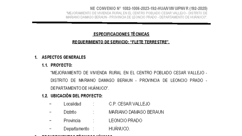 Especificaciones Técnicas del Proyecto de Vivienda Rural NE 2023 - Studocu