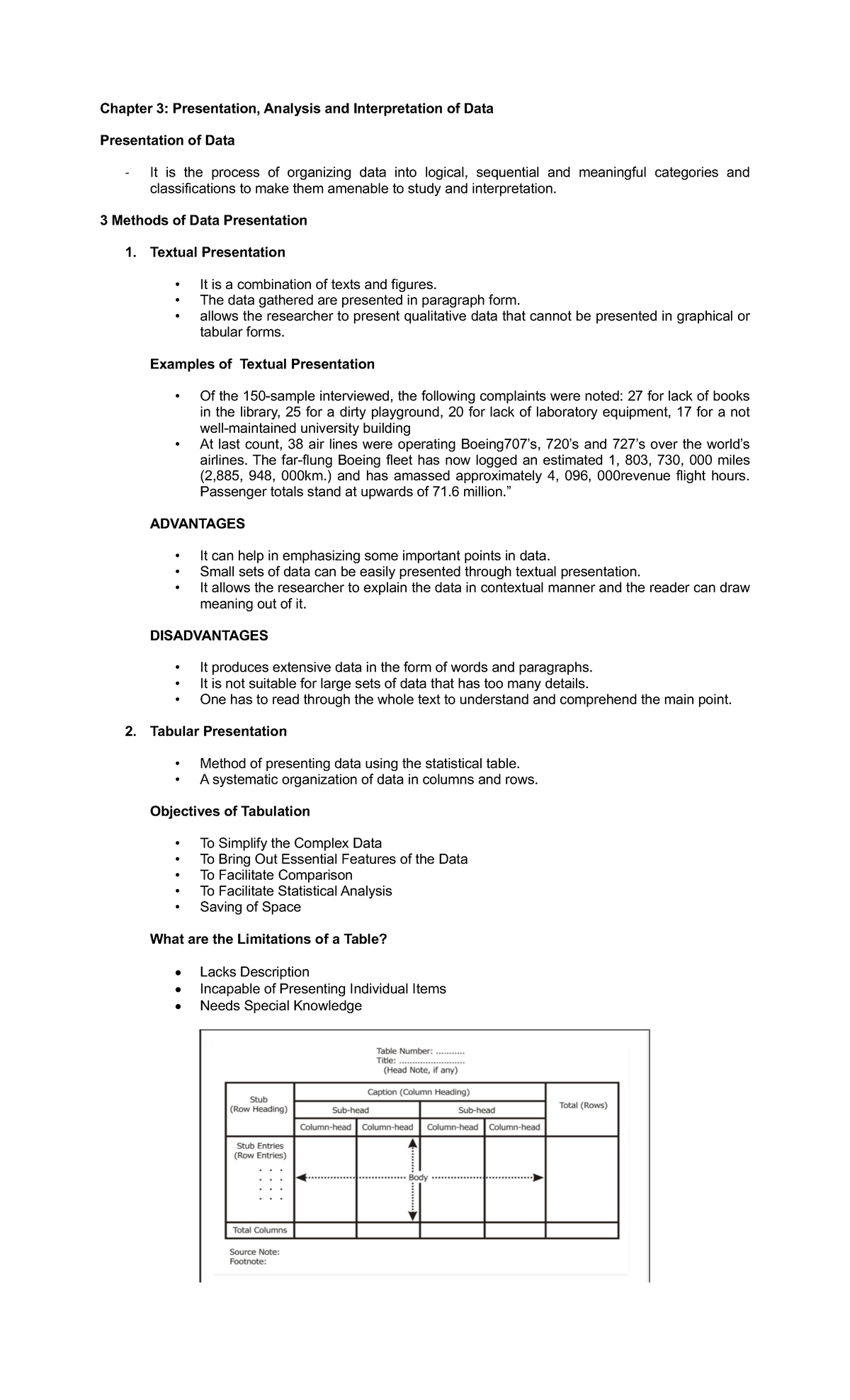 Research - Handout 3-4: Data Presentation Methods and Analysis ...