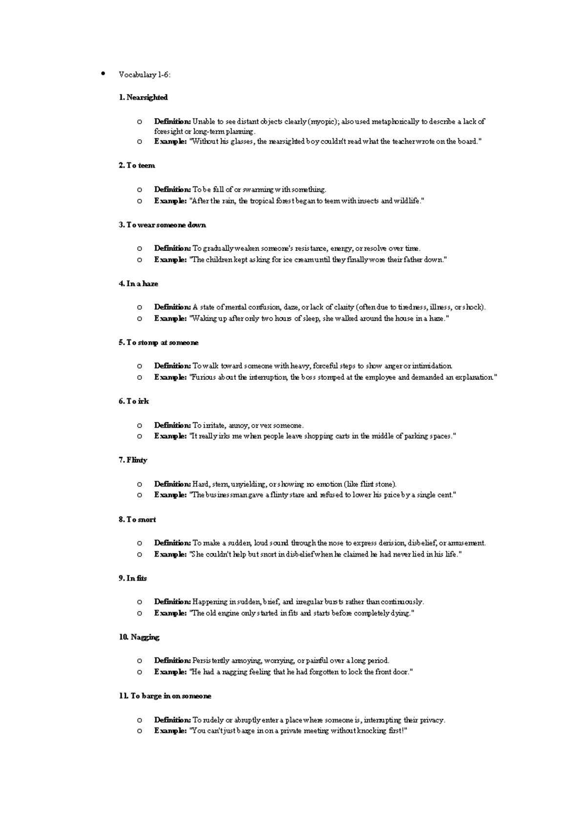 Vocabulary 1: Definitions and Examples of Key Terms - Studocu