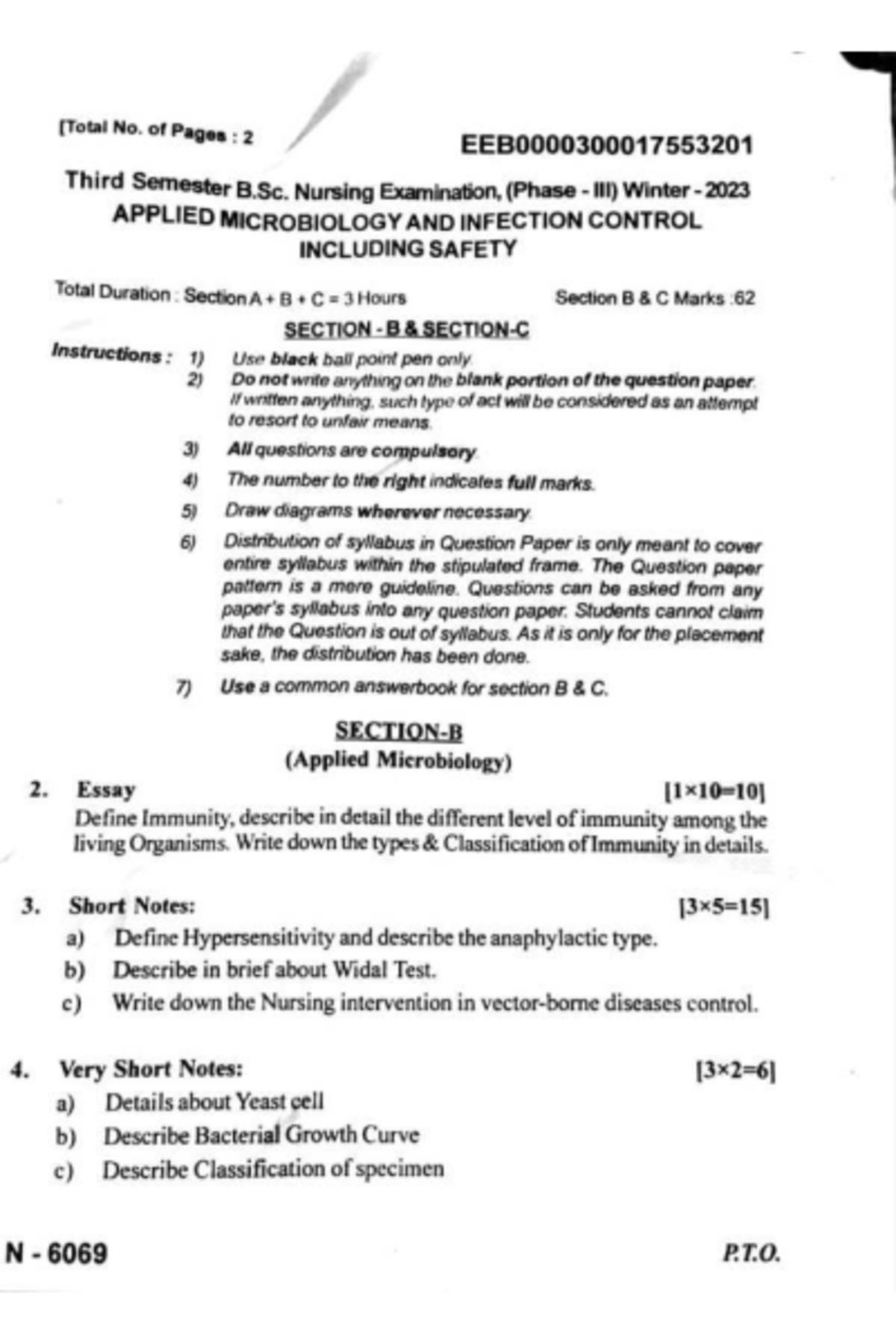 Applied Microbiology & Infection Control (B.Sc. Nursing 3rd Sem Exam ...
