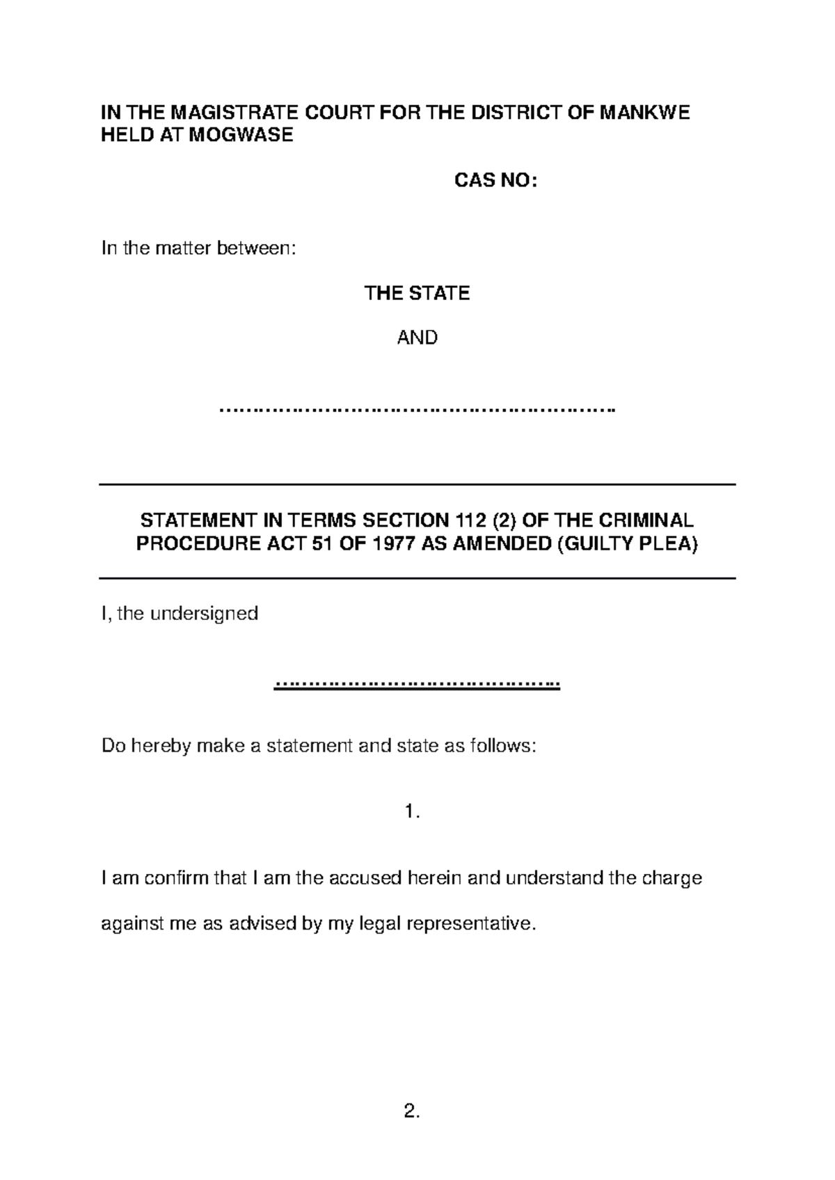 Magistrate Court Statement: Guilty Plea on Illegal Immigration - Studocu