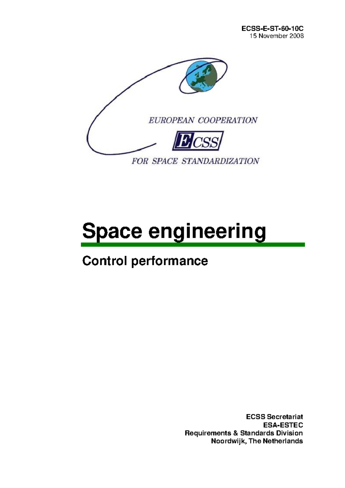 ECSS-E-ST-60-10C Space Engineering: Control Performance Standards - Studocu