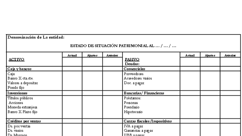 Modelo de Estado de Situación Patrimonial - Actualización 2023 - Studocu
