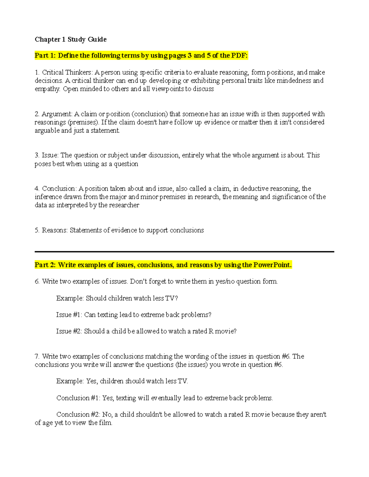 Chapter 1 Study Guide (Critical Thinking & Decision Making) - Studocu