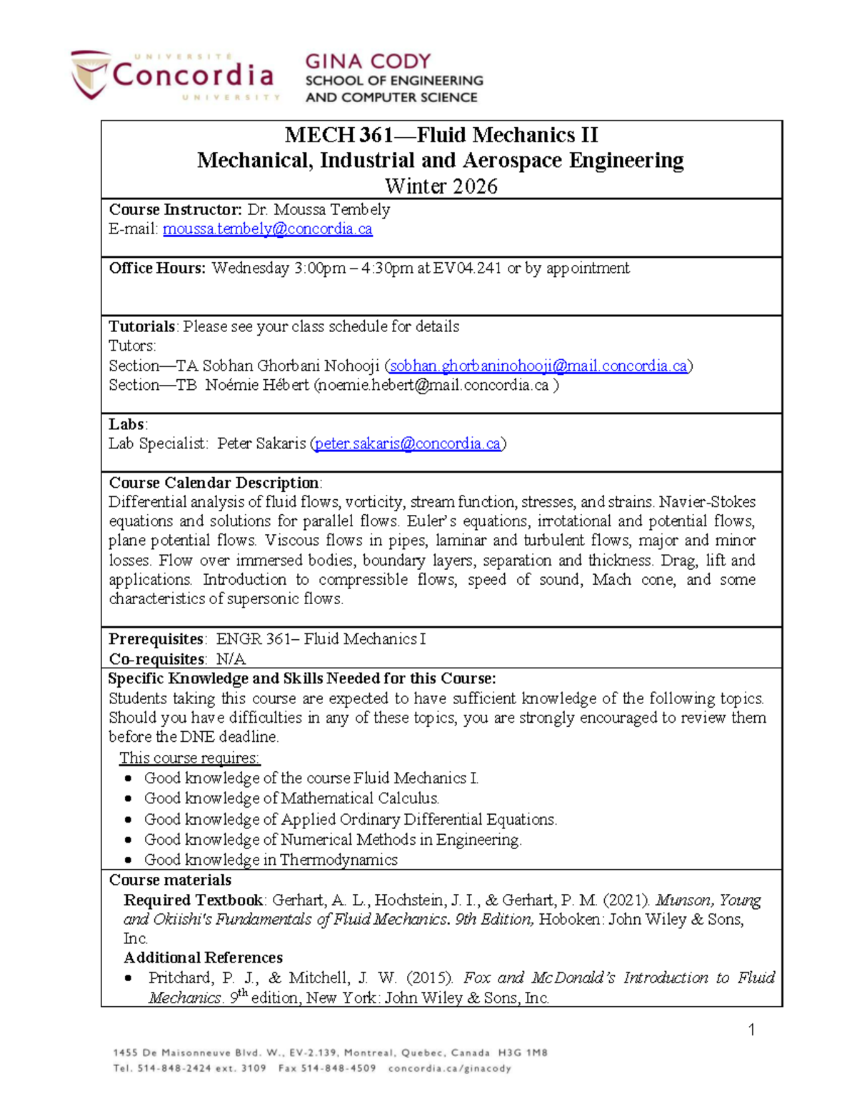 MECH 361 Mechanics II Course Outline - Winter 2026 - Studocu
