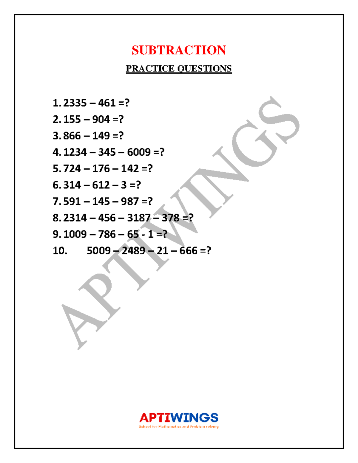 2. Subtraction - practice material - Computer Science and Engineering ...