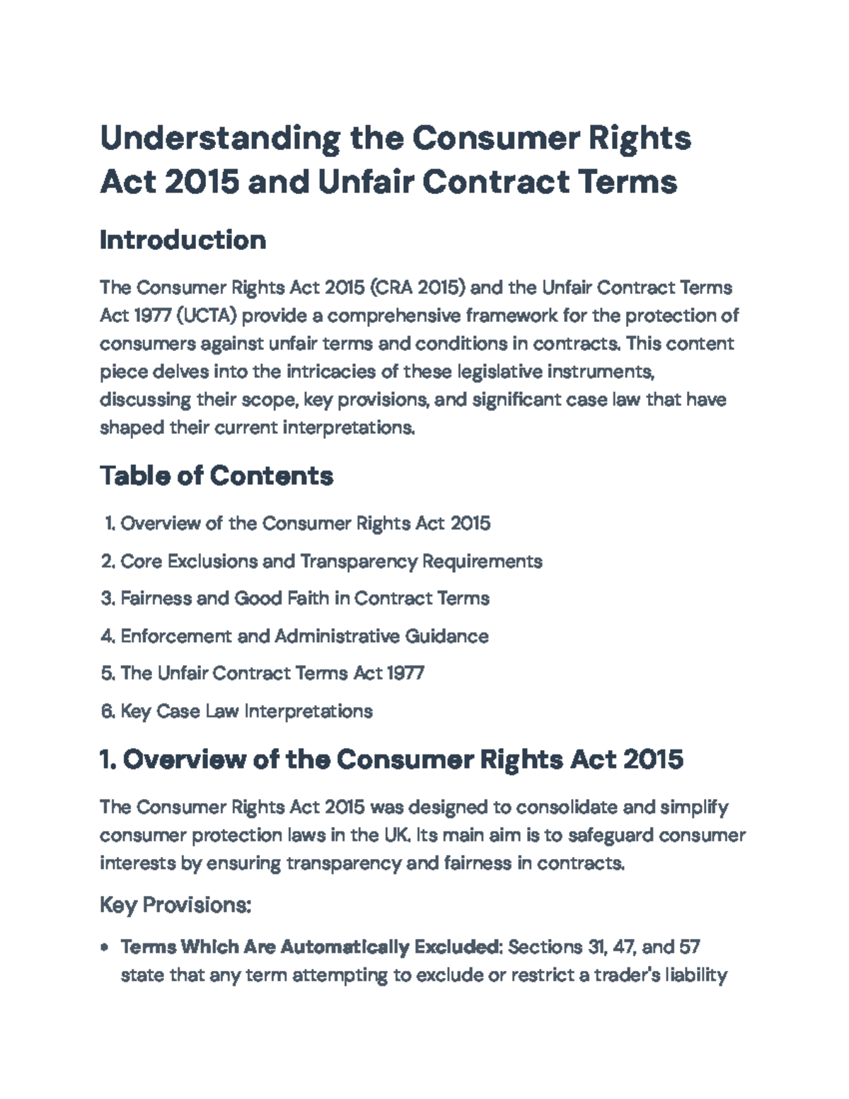 Consumer Rights Act 2015 & Unfair Contract Terms: Key Insights ...