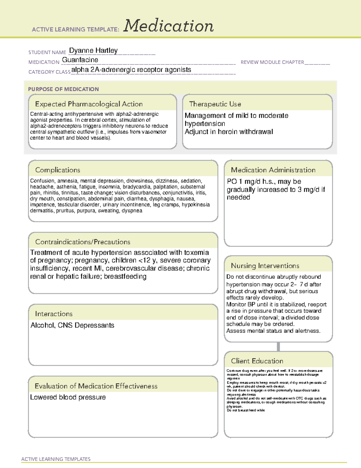 Guanfacine ATI Active Learning Templates ACTIVE LEARNING TEMPLATES Guanfacine ATI Active Learning Templates ACTIVE LEARNING TEMPLATES