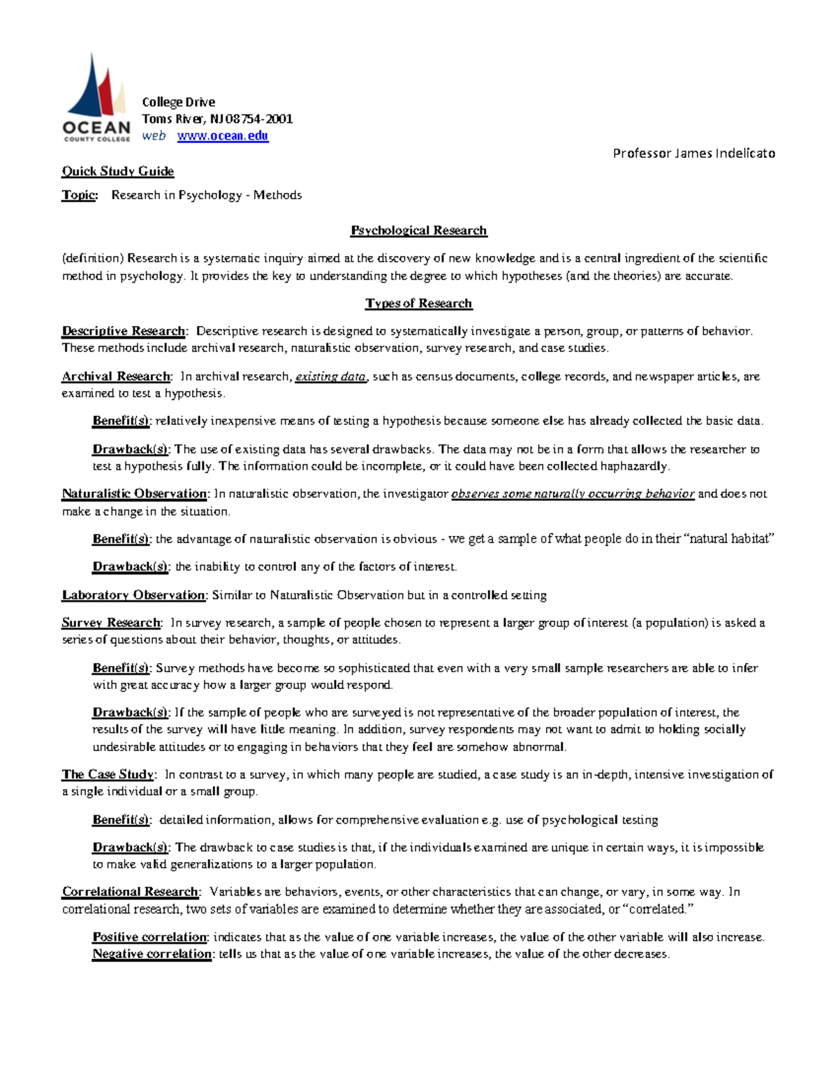 PSY 101: Research Methods in Psychology - Quick Study Guide - Studocu