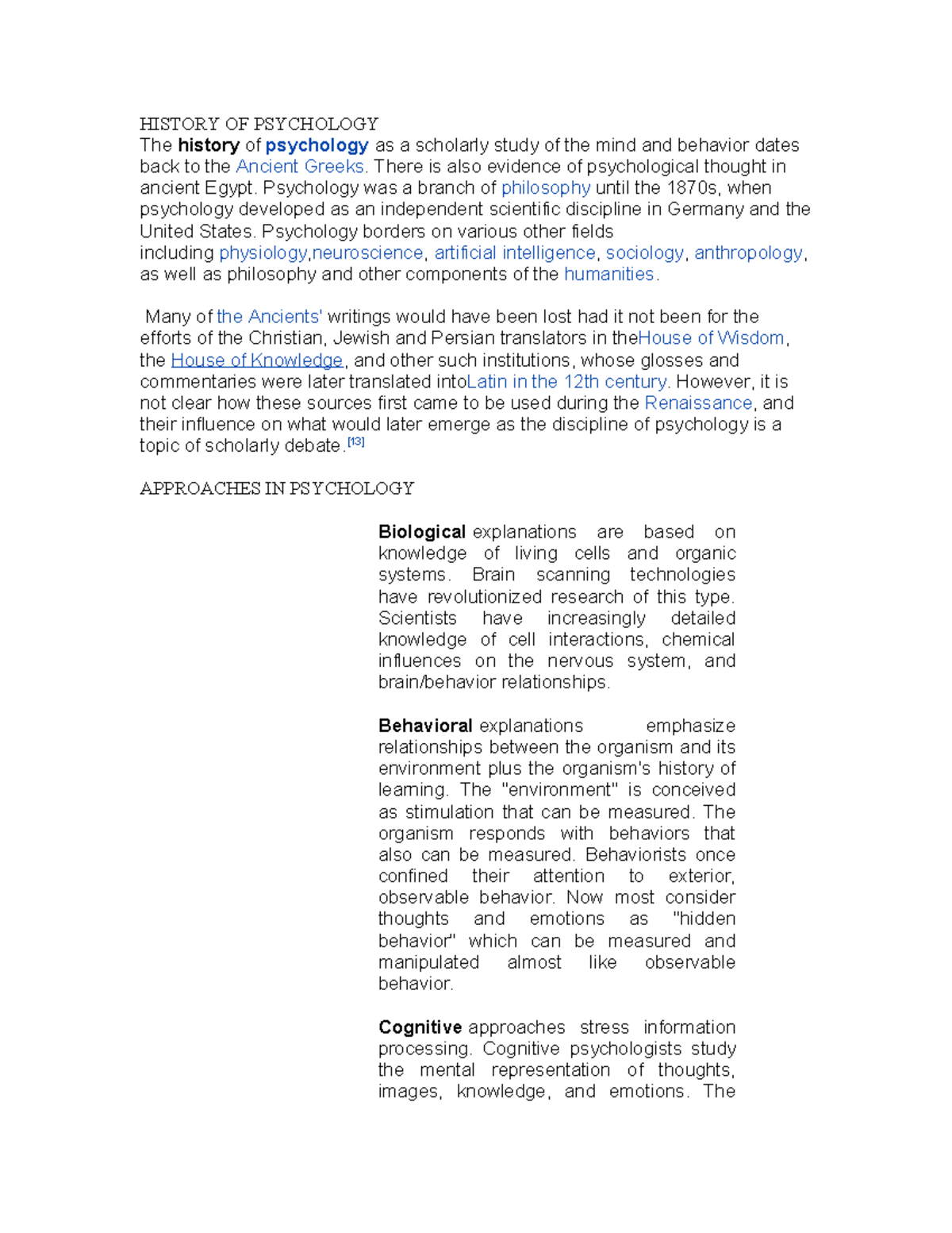 73413908 History of Psychology: From Ancient Roots to Modern Approaches ...