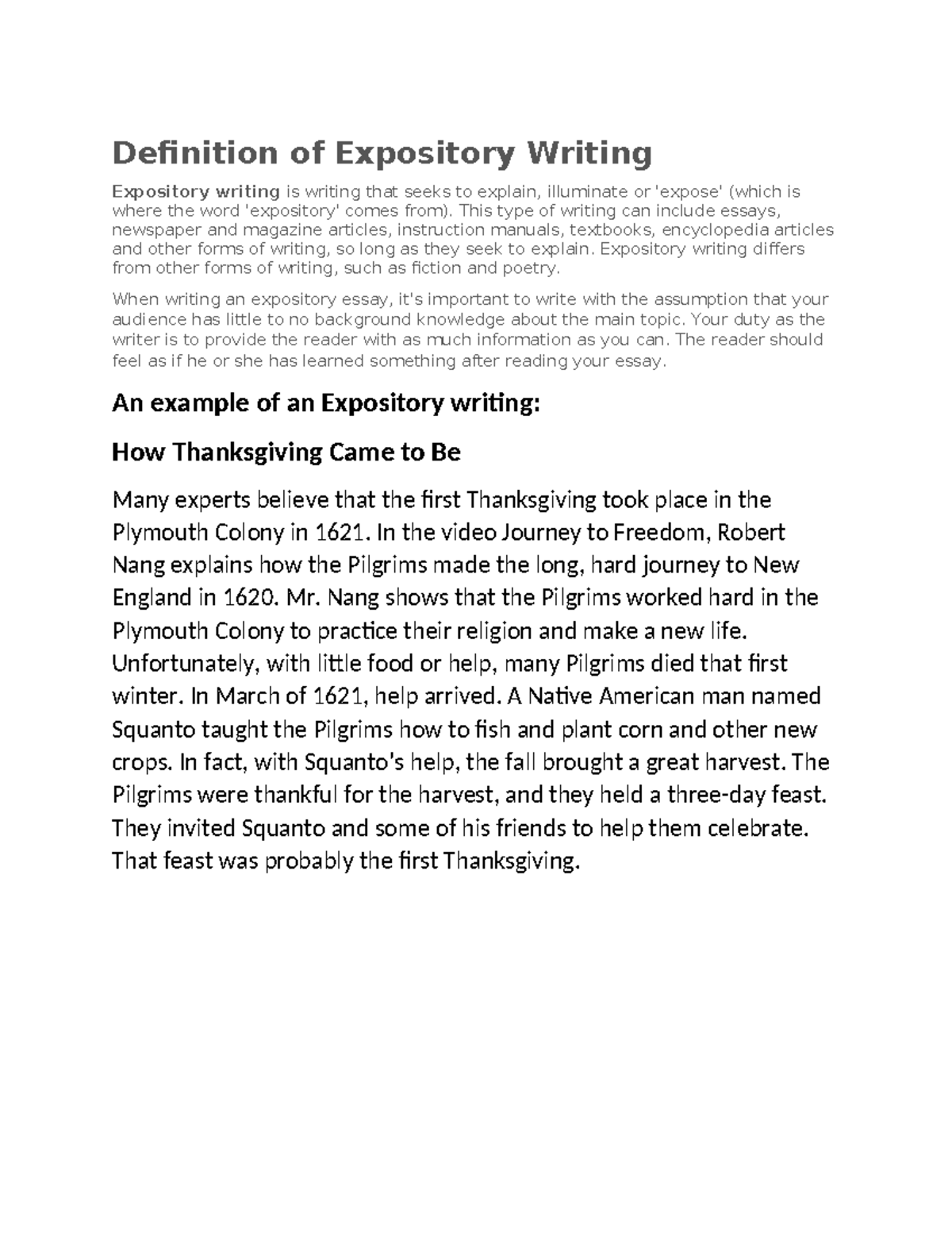 Expository Writing Overview: Key Concepts and Examples - Studocu