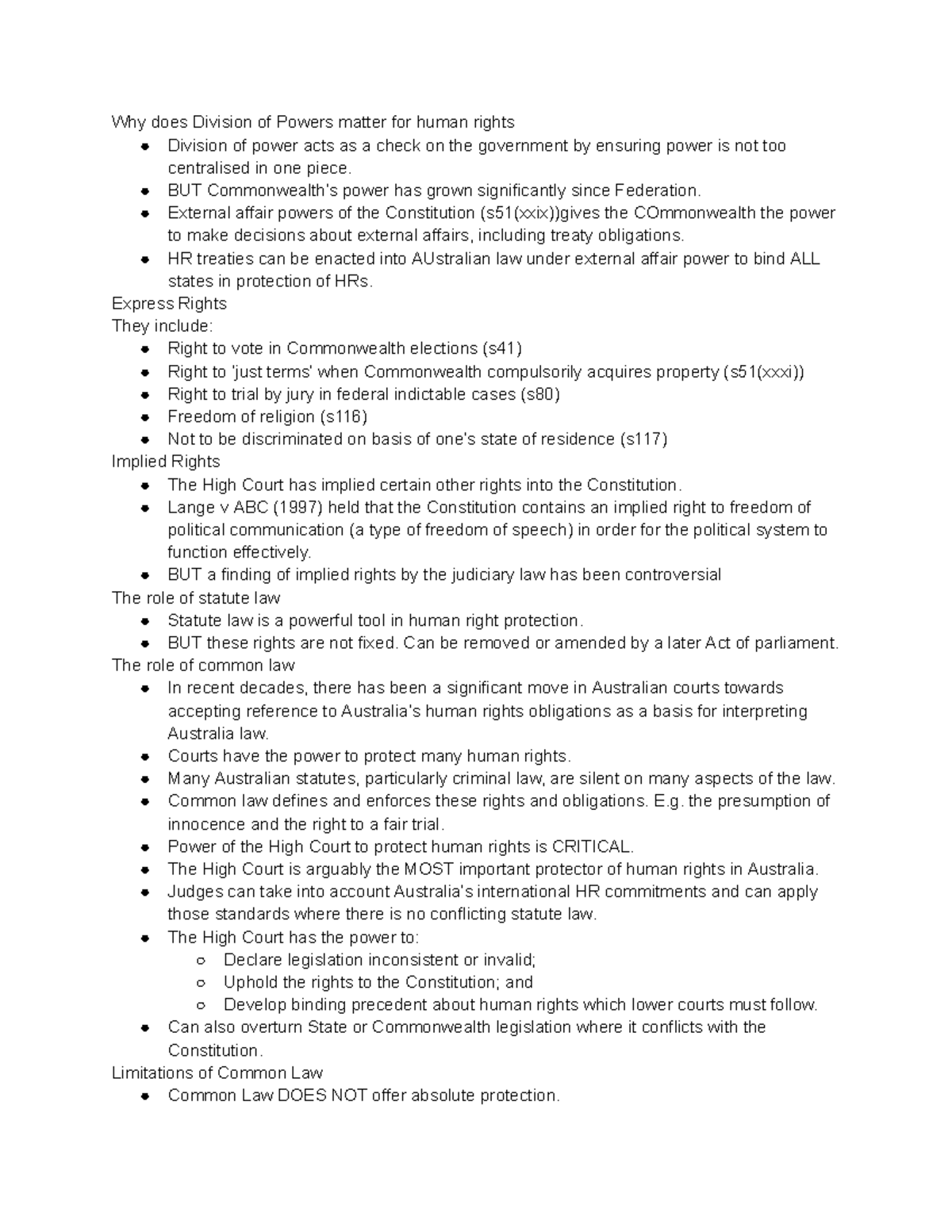 HSC Legal Studies: The Division of Powers & Human Rights Protection ...