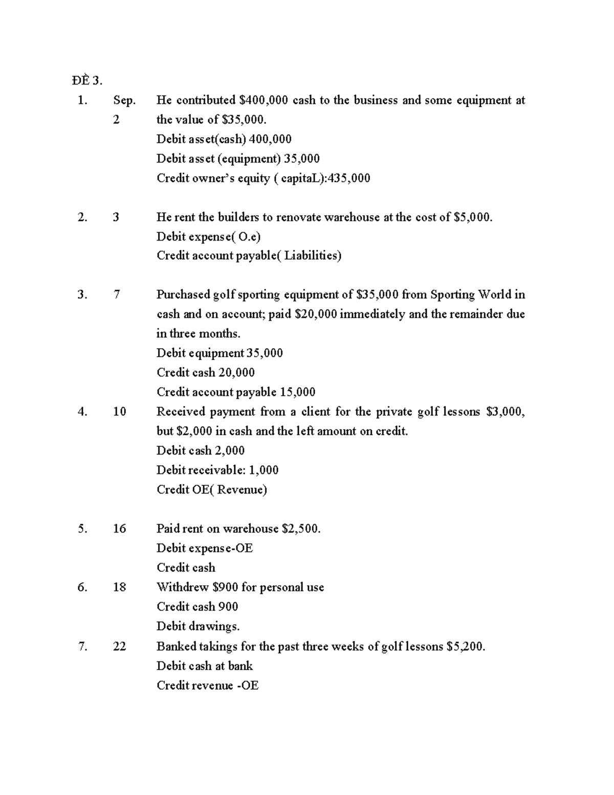 ĐỀ-3 MIDTERM TEST: Accounting Transactions and Entries - Studocu