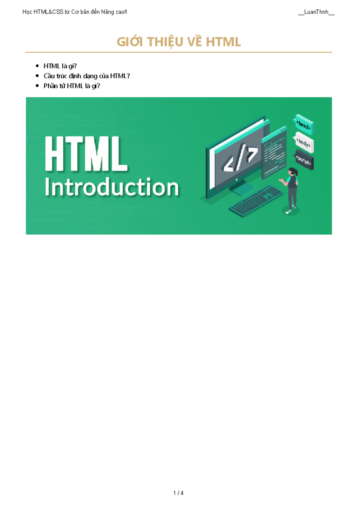 Giới Thiệu Về HTML: Ngôn Ngữ Đánh Dấu Cấu Trúc Web - Studocu