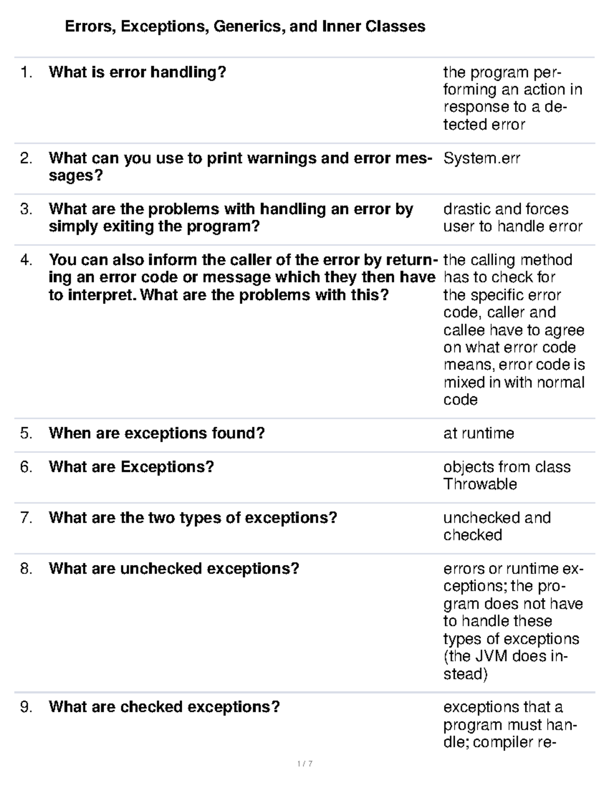 CMSC132-Final Exam Study Notes on Error Handling & Generics - Studocu