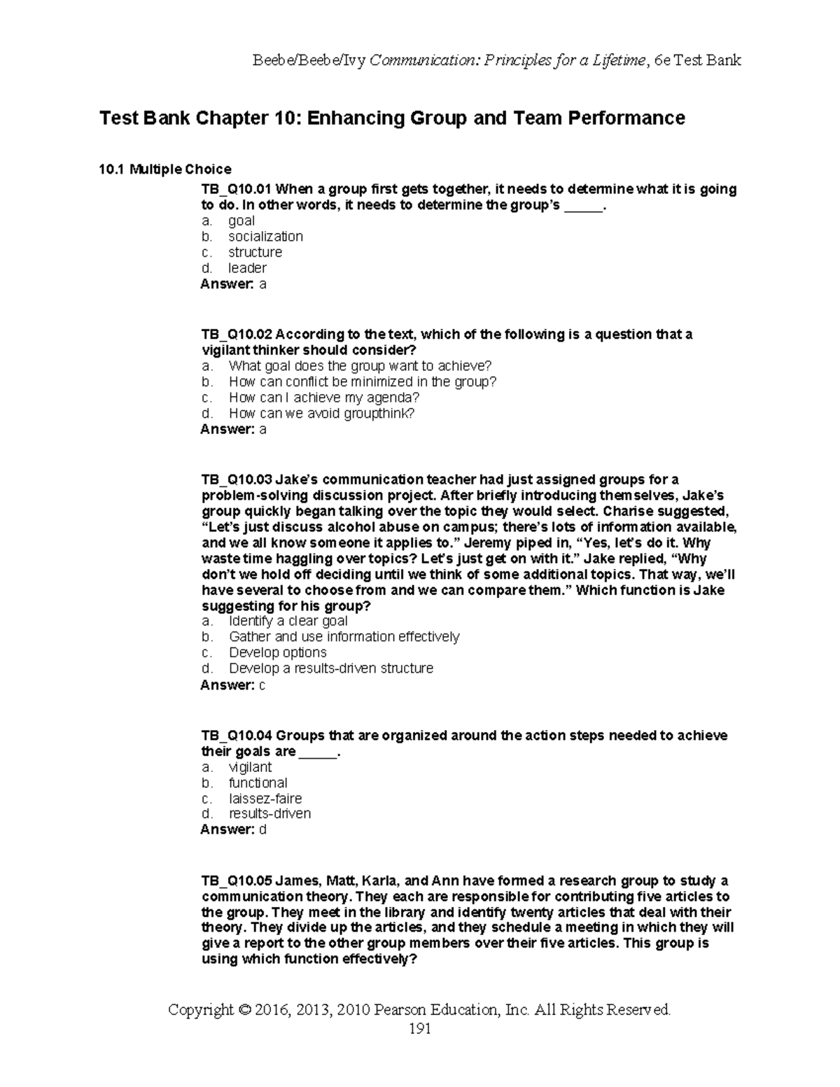 Chapter 10 - questions - Test Bank Chapter 10: Enhancing Group and Team ...