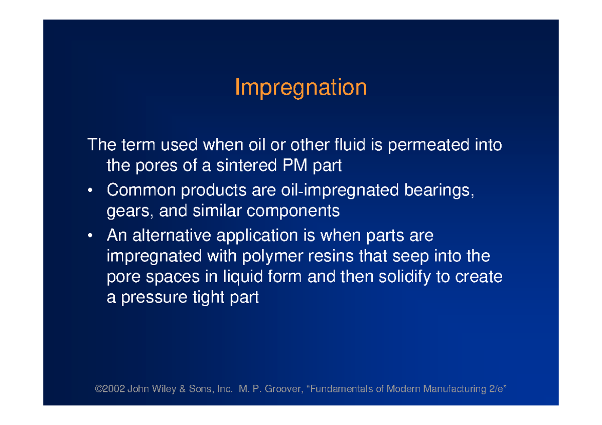 PM-3 Final Exam Notes: Impregnation and Infiltration in Powder ...