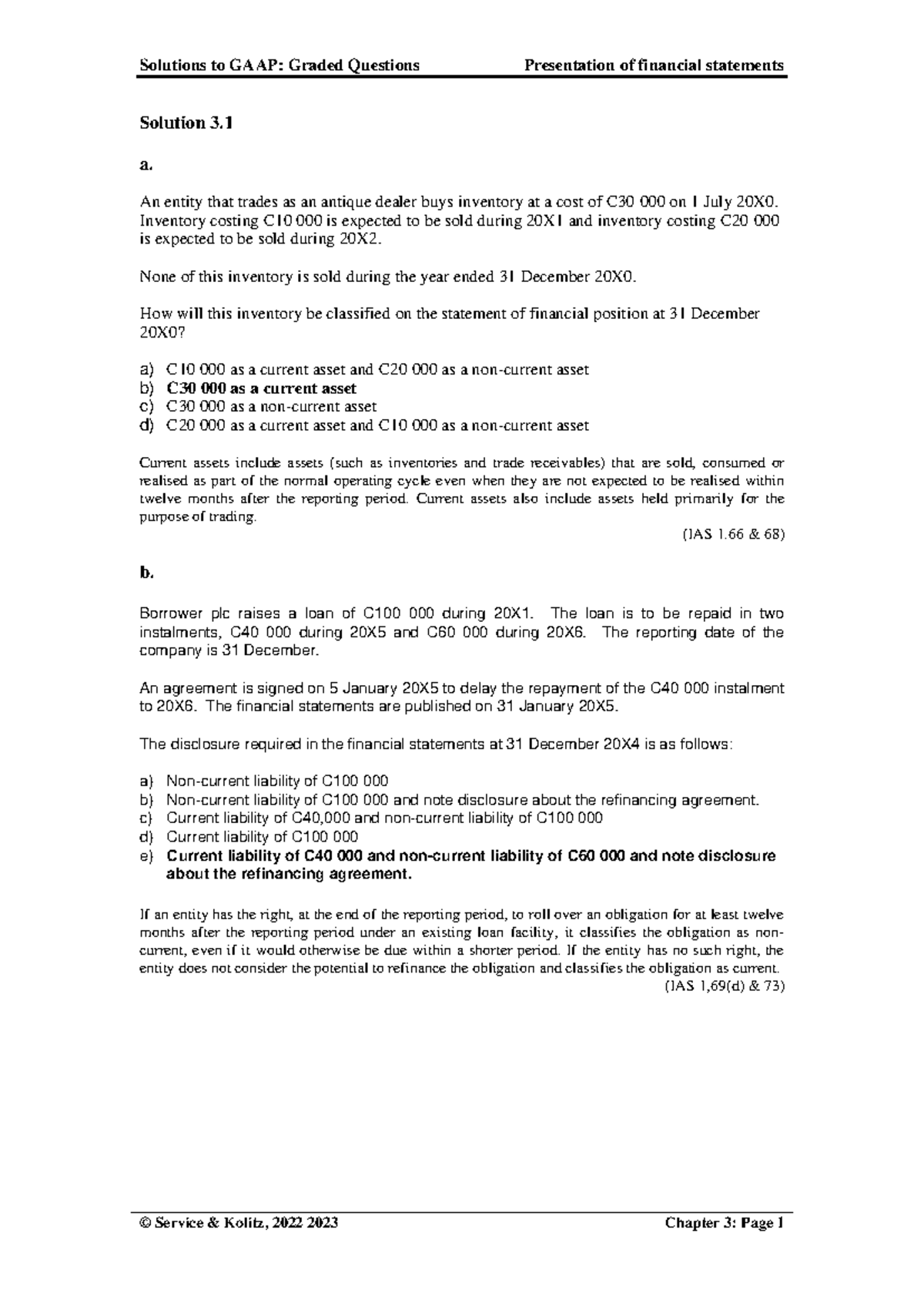 Solutions to GAAP: Graded Questions on Financial Statements (2022-2023 ...