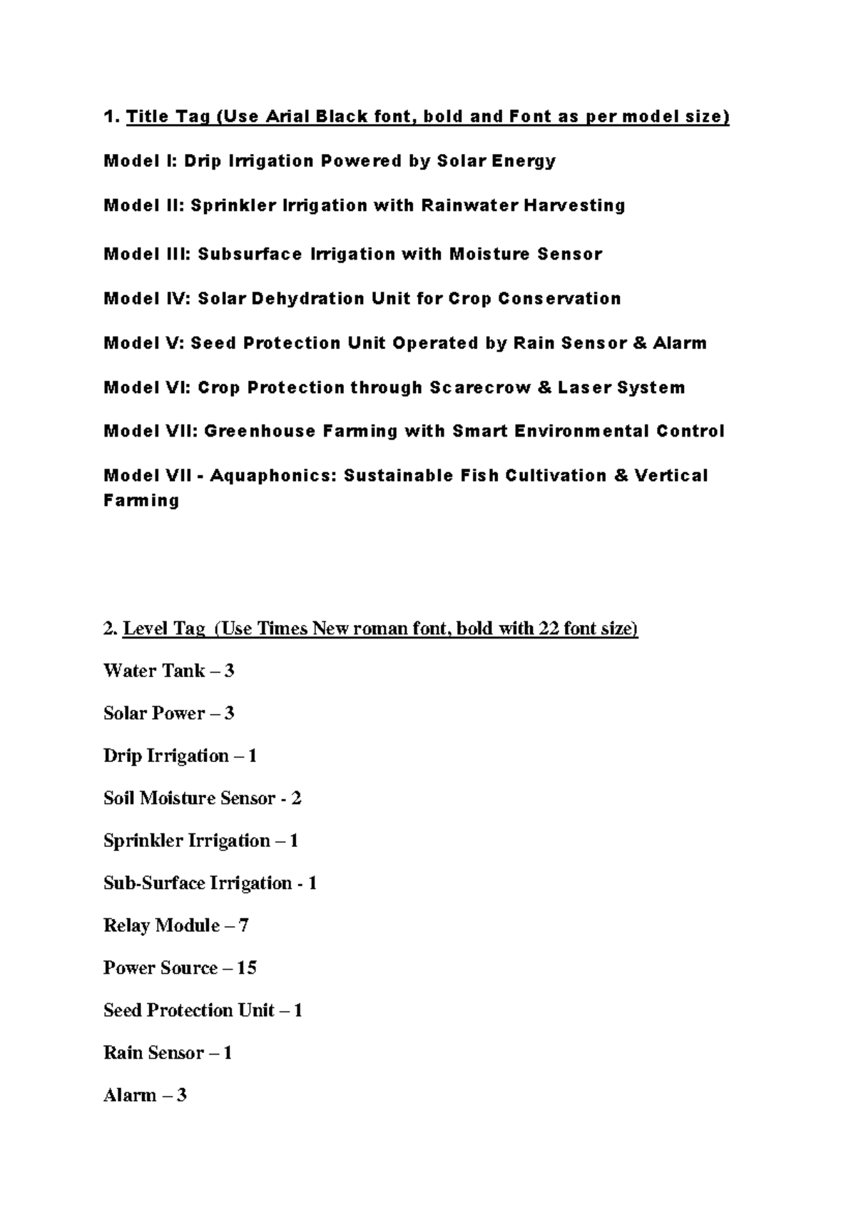 Title and Level Tag - Yoo - 1. Title Tag (Use Arial Black font, bold ...