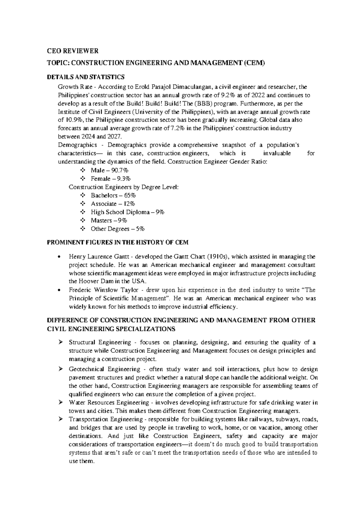 CEO Reviewer - A comprehensive review for Civil Engineering Orientation ...