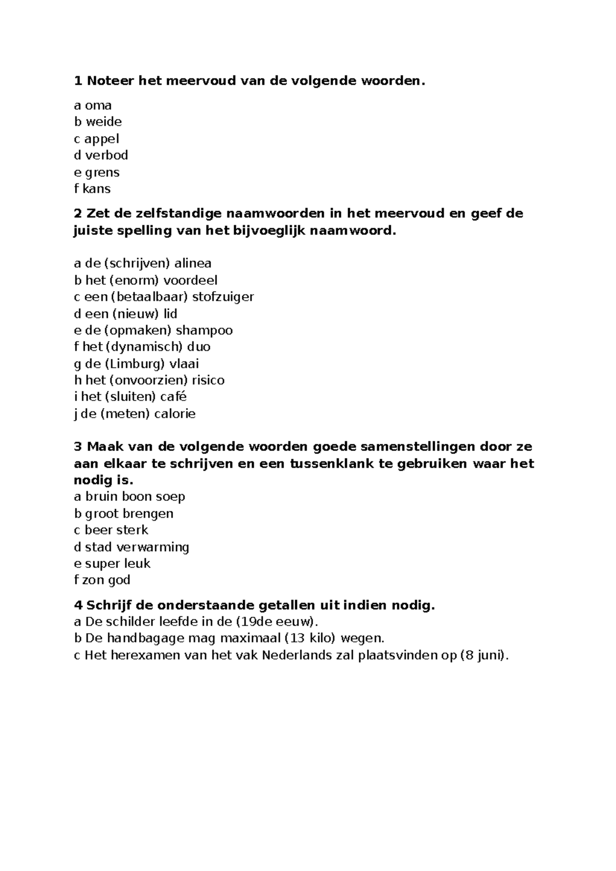 Oefentoets voor Meervoud en Spelling - Par. 12-13-27-28 - Studeersnel