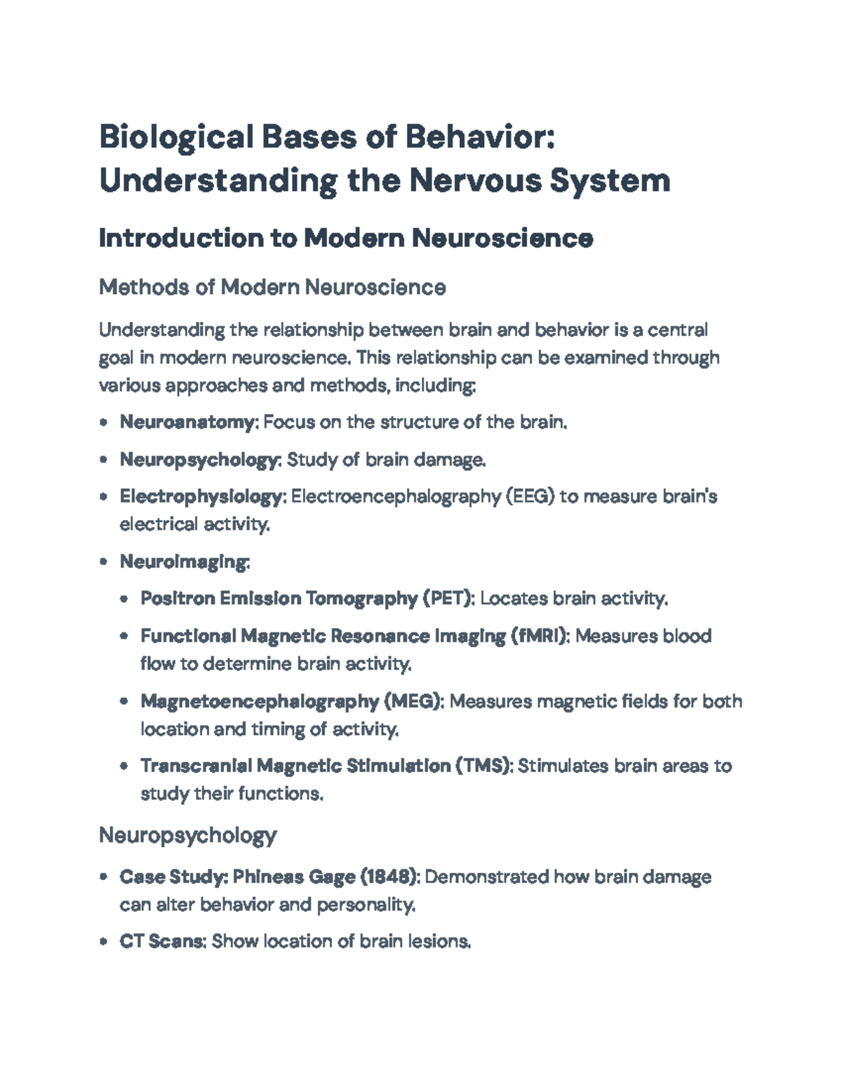 Biological Bases of Behavior: Nervous System Insights in Neuroscience ...