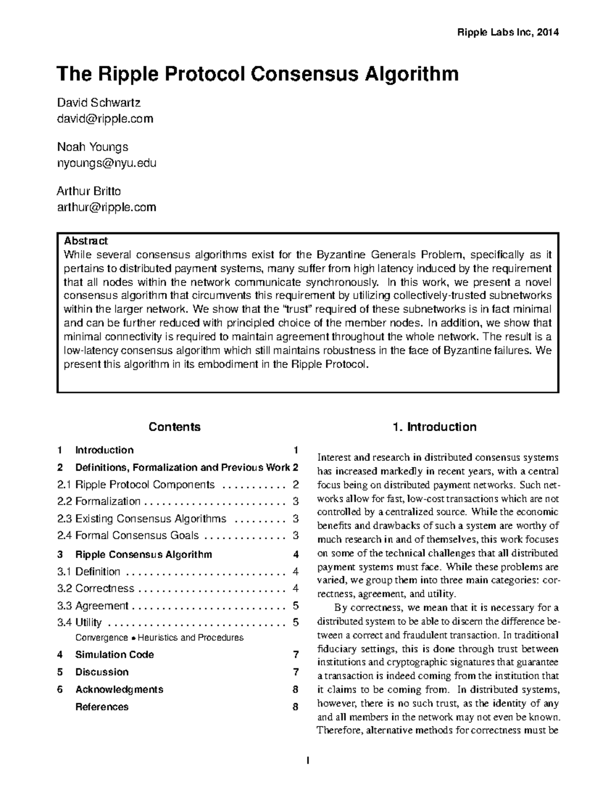 Ripple Protocol Consensus Algorithm - Whitepaper (2014) - Studocu