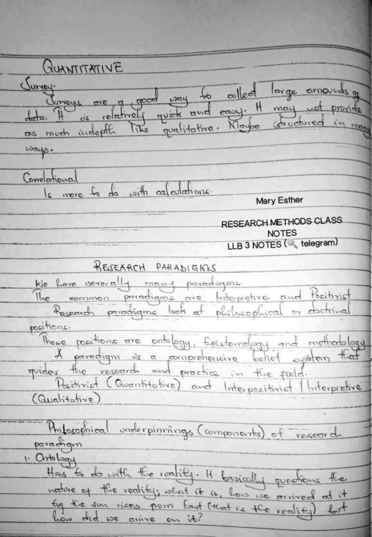 Research Methods Notes (LLB 3) - Quantitative & Qualitative Approaches ...