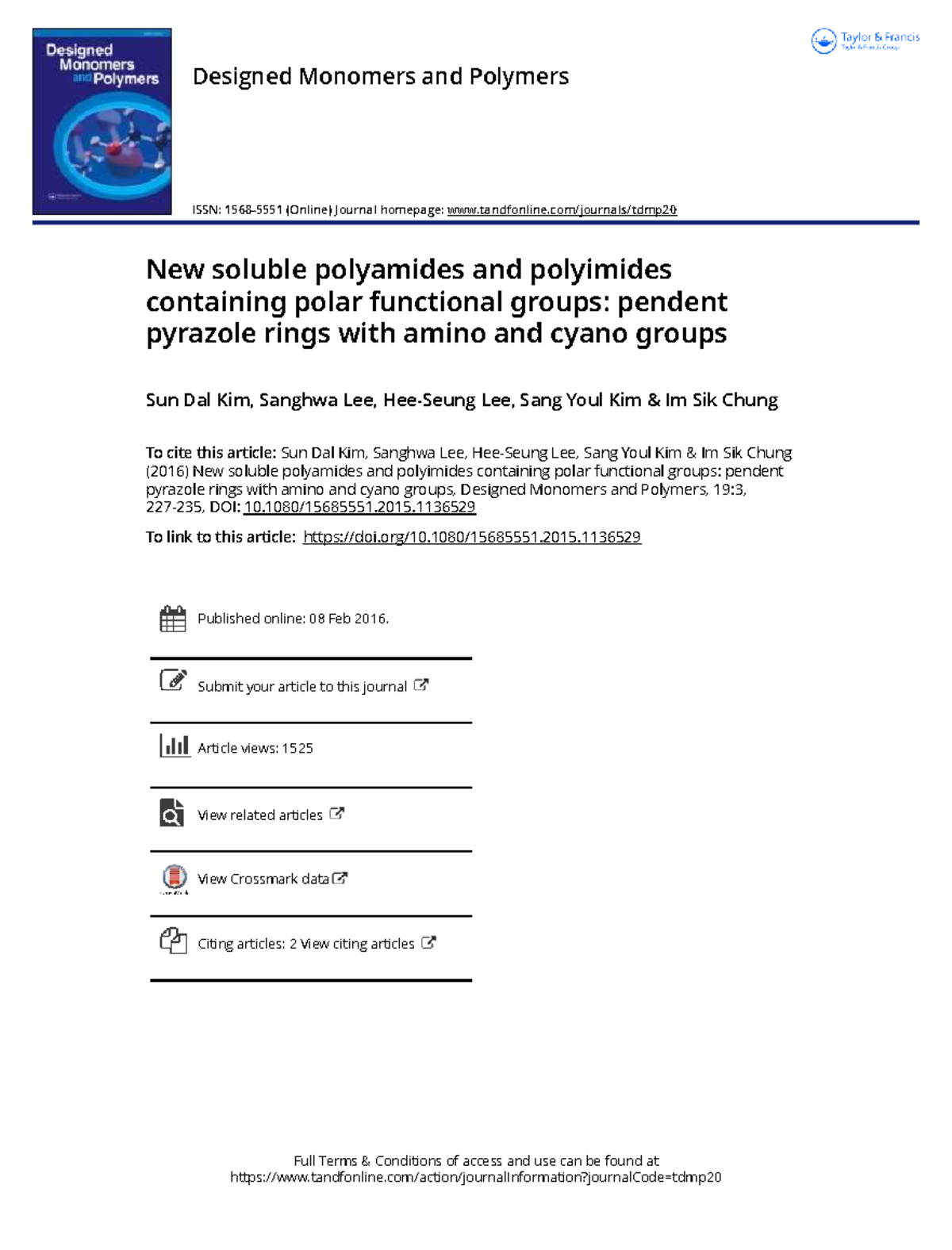 New Soluble Polyamides and Polyimides with Pendent Pyrazole Rings (2016 ...