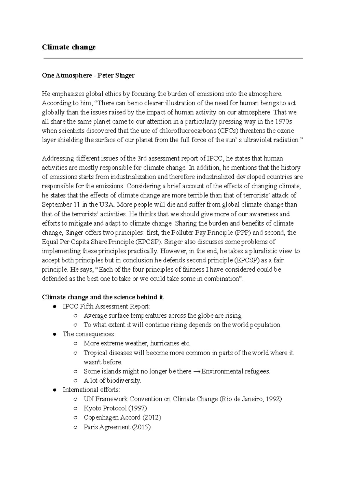Lecture 4 - Climate Change and Global Responsibilities - Studocu