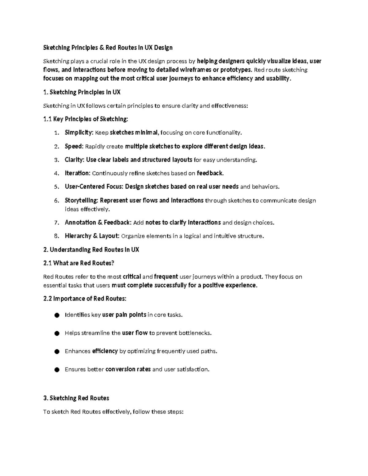 Unit 4 - Sketching Principles & Red Routes in UX Design - Studocu