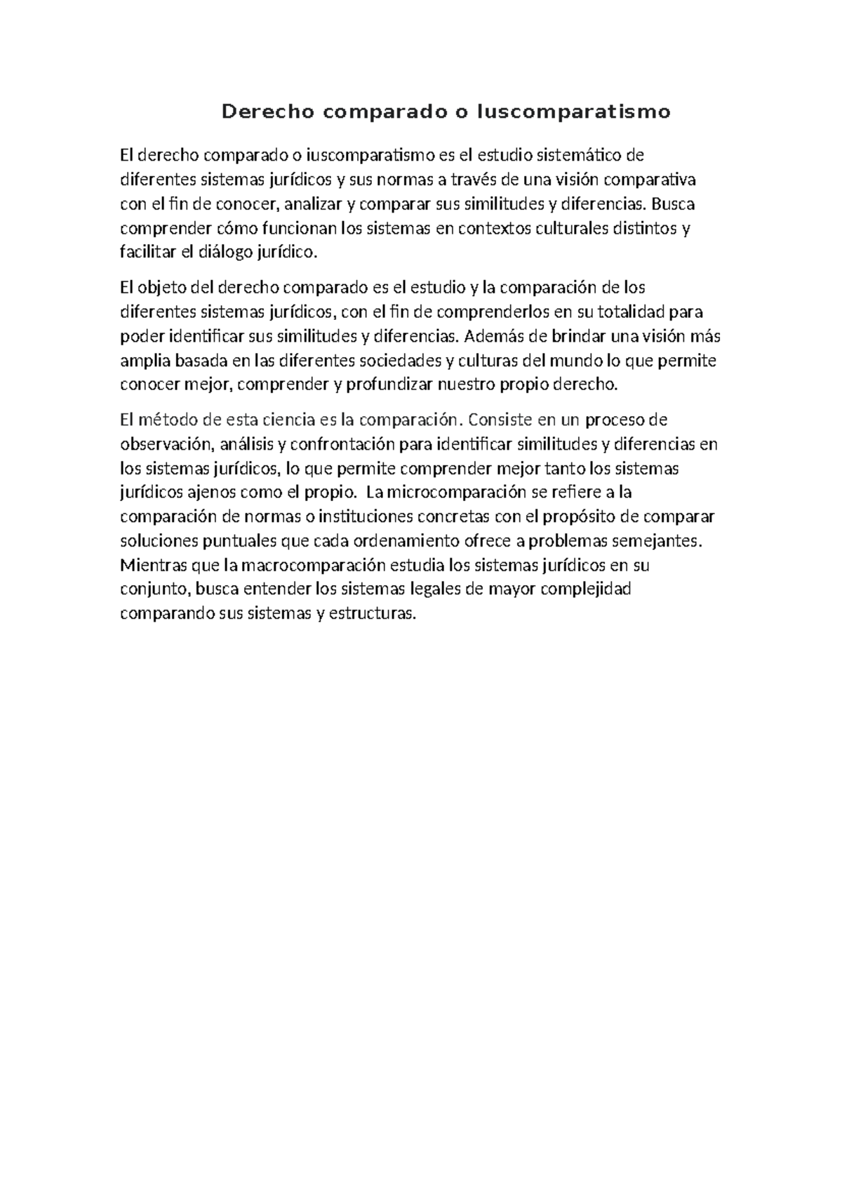 Derecho Comparado: Análisis y Comparación de Sistemas Jurídicos - Studocu