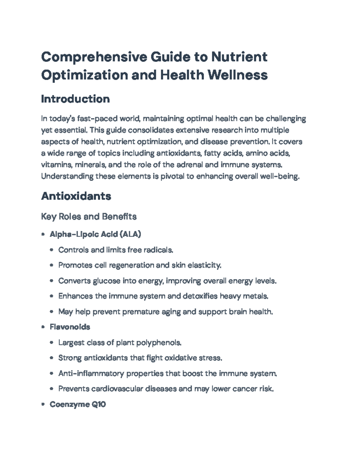 Comprehensive Guide to Nutrient Optimization and Health Wellness ...