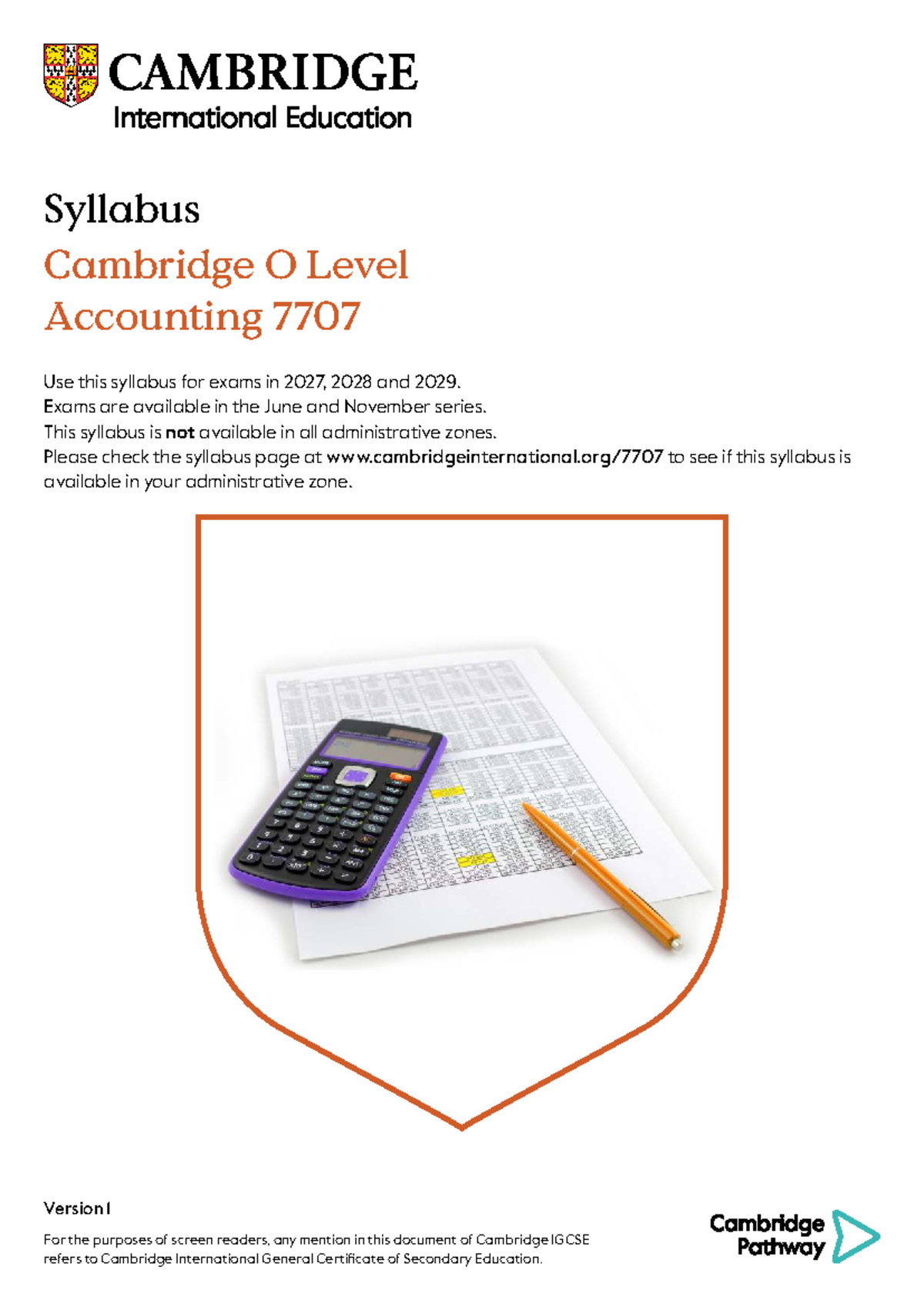 Cambridge O Level Accounting 7707 Syllabus Overview for 2027-2029 - Studocu