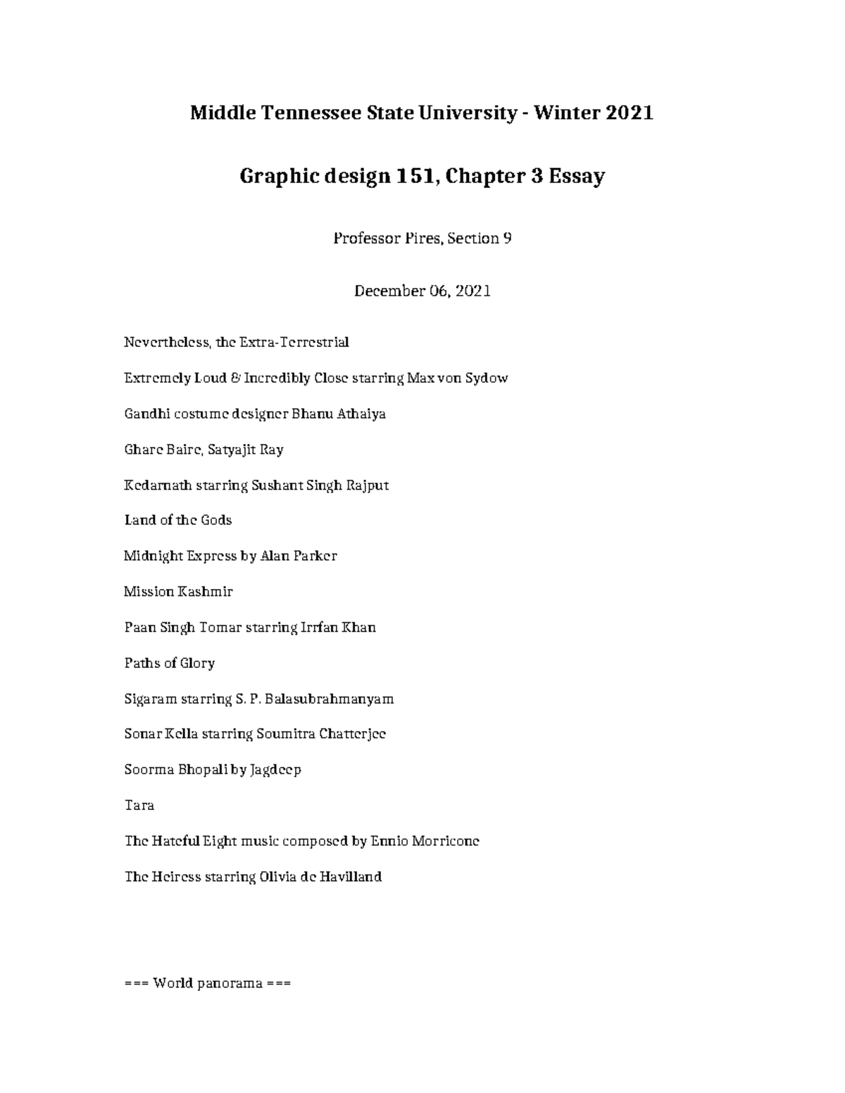 Graphic Design 151 Chapter 3 Essay - Middle Tennessee State University ...