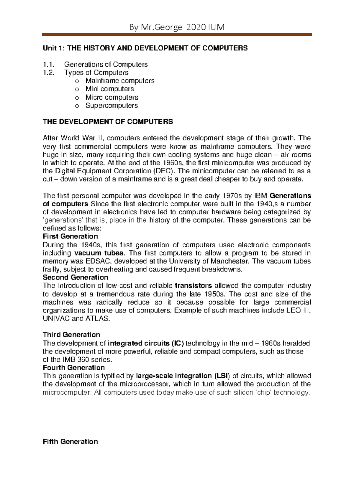 CSE 101: Comprehensive Lecturer Notes on Computer History & Development ...
