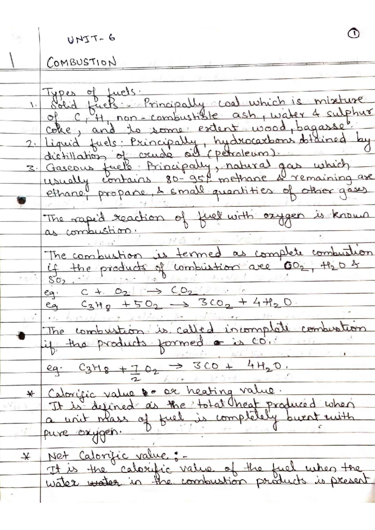 Process Calculations Unit 6: Combustion and Fuel Types - Studocu
