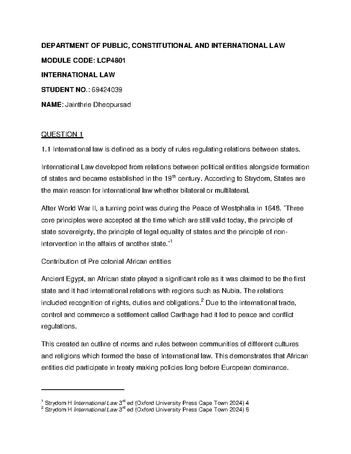 International Law Assignment 02 - LCP4801 - Studocu
