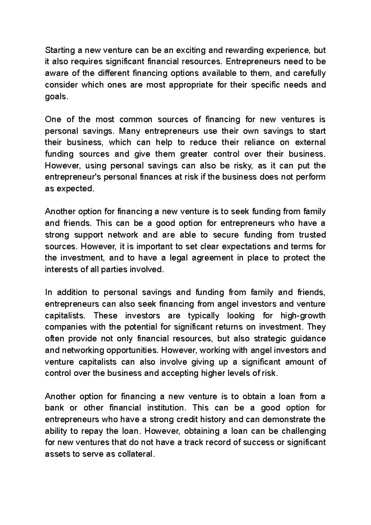 Lecture Notes: Financing a New Venture in Entrepreneurial Finance - Studocu