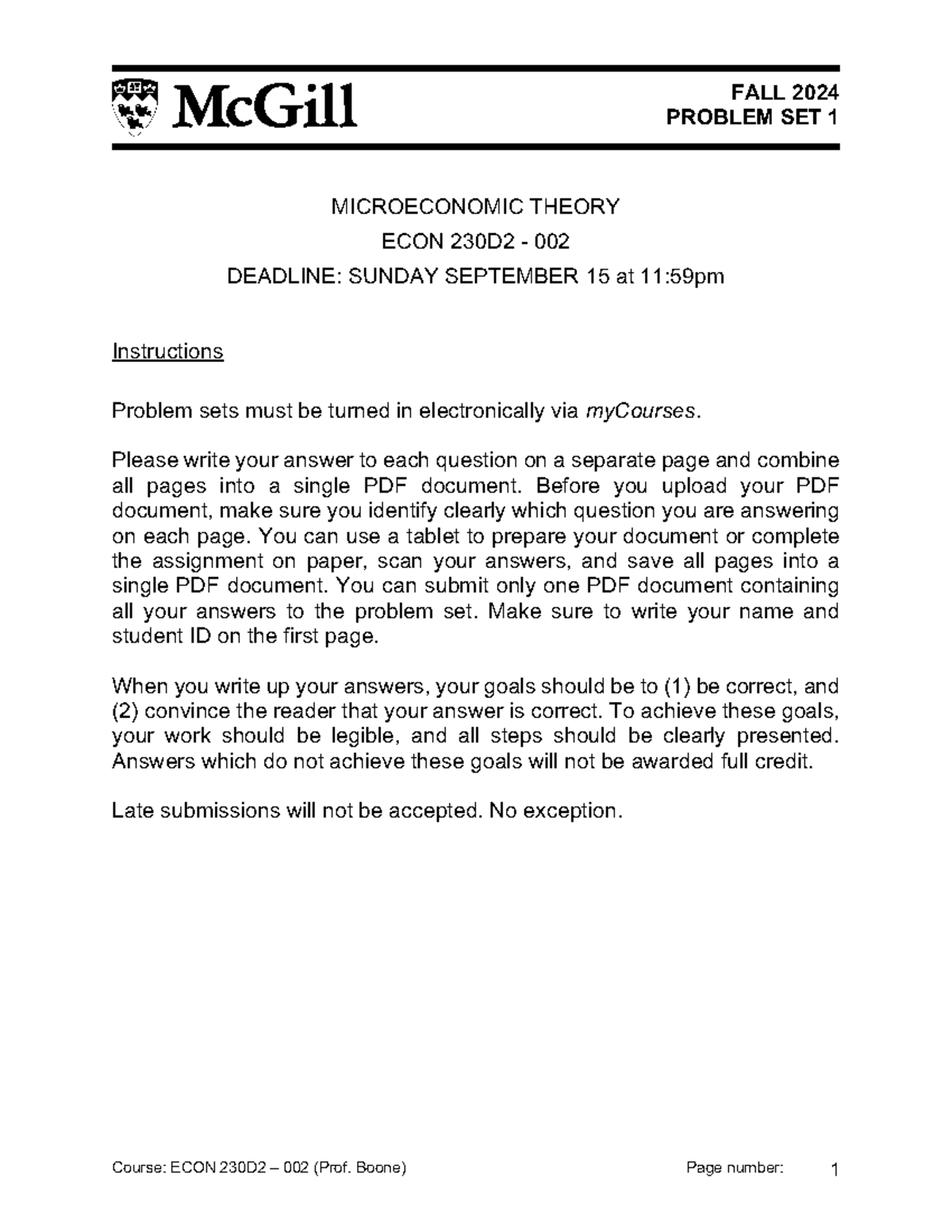 ECON 230D 2 - 002 PS1 F2024 Practice Questions & Instructions - Studocu