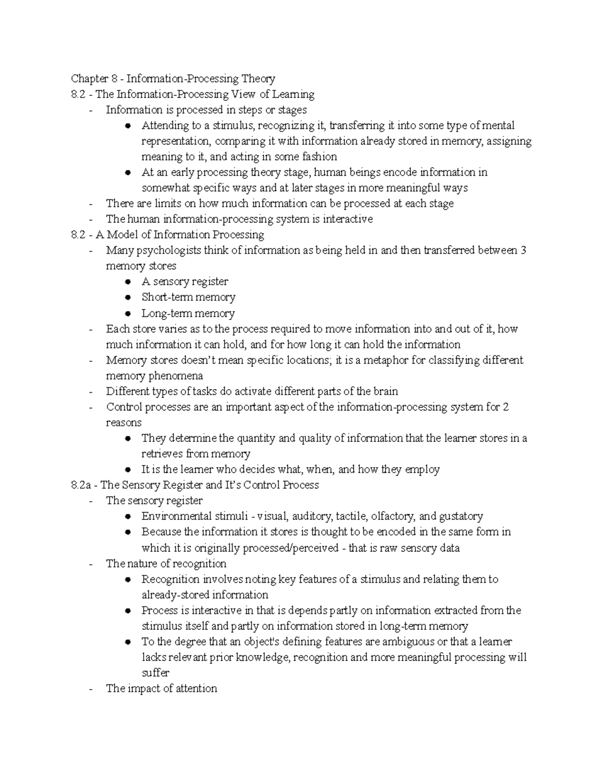 Chapter 8 - Information-Processing Theory Study Notes - Studocu